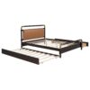 Queen Size Storage Platform Bed, With 2 Big Drawers, Twin Long Size Trundle - Walnut - Image 4
