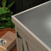 Rustic Cedar Wood Potting Bench With Storage Cabinet And Metal Top For Outdoor Patio - Gray - Image 6