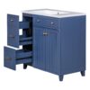 Bathroom Vanity, Transitional Style Bathroom Cabinet With Resin Sink, Single Bathroom Cabinet, With 2 Drawers And 1 Adjustable Storage Shelf, 2 Soft-Close Doors - Navy Blue - Image 15