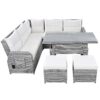 Outdoor Furniture Set Patio Rattan Furniture Set With An Adjustable Table, Recliners With Extendable Side Tables, And 2 Ottomans For Patio, Lawn, Backyard, Pool - Beige - Image 14