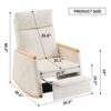 Accent Rocking Chair With Footrest, High Back Rubber Wood Rocking Legs Bedroom Living Space - Beige - Image 3