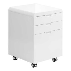 File Cabinet, Rolling Mobile, Storage Drawers, Printer Stand, Office, Work, Glossy Contemporary, Modern - White