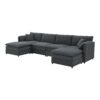 Chenille Modular Sectional Sofa, U Shaped Cloud Couch Set With Double Cushions, 6 Seat Sleeper Sofa Bed With Ottomans, Oversized Indoor Furniture - Dark Gray - Image 4