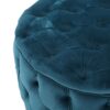 Elegant Velvet Ottoman Footstool - Teal - Image 8
