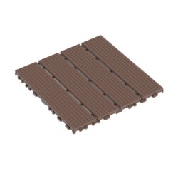 Interlocking Plastic Deck Tiles 44 Pack, 12" X 12" Waterproof Outdoor / Indoor Patio Flooring - Brown