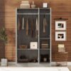 3 Door Shutter Wardrobe With Shelves - Gray - Image 14