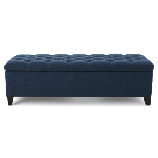 Glouster - Contemporary Storage Ottoman With Button Tufted Design - Navy Blue