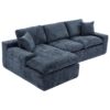 Cloud Sectional Sofa Upholstered Sofa Couch With Double-Layer Cushion And Side Pockets - Blue - Image 21