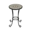 Ceramic Tile And Iron Patio Side Table With Shelf - Brown / Black - Image 6