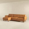 Allison - Left Facing Leather Sectional Sofa - Tan - Image 2