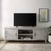 Modern Farmhouse 2 Door Grooved 70" TV Stand For 85" TVs - Stone Gray - Image 6