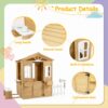 Wooden Playhouse For Kids Outdoor With Working Door, Windows, Mailbox, Bench, Flowers Pot Holder - Natural - Image 5