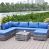 Patio Sofa With Cushions - Blue / Gray - Image 16