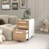 3 Drawer Mobile File Cabinet Under Desk Office, Simple Style Versatile Storage Cabinet For Legal / Letter / A4 Files, 5 Wheel Design Anti-Tilting Cold Rolled Steel Waterproof Moisture-Proof - White / Light Brown - Image 18