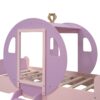 Twin Size Princess Carriage Bed With Crown, Platform Car Bed With Stair - Purple / Pink - Image 12