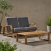 Paloma - Contemporary Loveseat And Coffee Table Set With Weather Resistant Cushions - Gray - Image 6