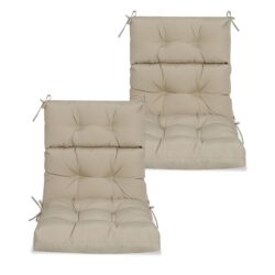 2 Piece High Back Patio Chair Cushion Set, Tufted Adirondack And Rocking Chair Cushions For Garden, Porch Or Office Use - Beige