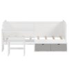 Twin Size Daybed With Storage Shelves And Lockers, Multi Functional Bed With Study Desk And Matching Stool - White - Image 4