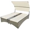 Patio Daybed Outdoor Daybed Sun Lounger With Shelter Roof With Adjustable Backrest, Storage Box And 2 Cup Holders For Patio, Balcony, Poolside - Cream - Image 13