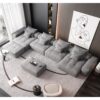 Modern Oversized Modular Sectional Sofa, Sparkling Chenille Fabric Soft Cushion Sofa With 8 Pillows, 8 Pieces Diy Combination Tufted Sofa, No Assembly Required - Gray - Image 7