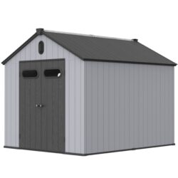 1 Resin Plastic Storage Shed For Backyard Garden With Spire Tool Storage - Black / Gray