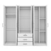 6 Doors Wardrobe Storage For Bedroom With Big Drawers - White - Image 4