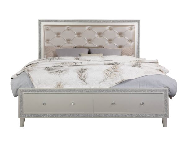 Sliverfluff - California King Bed With LED & Storages - Champagne