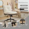 Oversize Seat Cirss Cross Chair With Wheels, Elegant Design Computer Chair, Adjustable Height 360 Degree Rolling Swivel Home Office Chair For Small Space, Dressing Room, Living Room - Dark Gray / White - Image 2