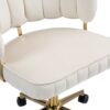 Modern Home Office Desk Chair With Wheels, Swivel, Height Adjustable - Beige - Image 23