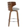 Cosini - Mid-Century Modern Fixed Height Barstool With Swivel With Round Footrest (Set of 2) - Walnut / Gray - Image 3