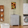 Bathroom Sink Vanity Laundry Utility Cabinet With Stainless Steel Sink Combo - Gray - Image 2