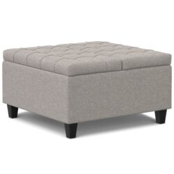 Harrison - Multifunctional Small Square Coffee Table Storage Ottoman - Gray