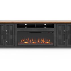 Essex - Fireplace TV Stand Console For TVs Up To 100" - Black, Whiskey
