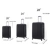 3 Piece Hard Luggage Set With Universal Wheels And Luggage Password Lock, 20 / 24 / 28" - Black - Image 9