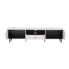 Modern TV Stand & 2 Cabinets & Open Compartments, Entertainment Center For Tvs Up To 80'', Television Console For Living Room - White / Black - Image 14