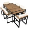 7 Pieces Outdoor Dining Set Patio Dining Table And Chair Set With And Removable Cushions For Patio, Backyard, Garden - Beige - Image 18