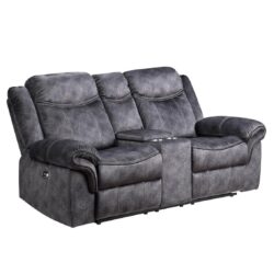 Jimny - Domino Power Console Reclining Loveseats With Power Switch - Gray