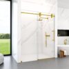 Frameless Single Sliding Shower Door With Bypass Design And 5 / 16" Clear Tempered Glass - Brushed Gold - Image 4