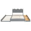 Queen Size Platform Bed With With 2 Big Drawers, Twin Long Size Trundle - Gray - Image 11