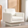 360° Modern Swivel Accent Chair Round Armchair, Thick Padded Single Lounge Sofa Upholstered Comfy - Cream - Image 13