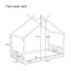 Twin Size Montessori Style House Bed For Kids, Floor Bed Frame With Headboard And Footboard, Fence Bed For Girls, Boys, Slat Not Included - Natural - Image 4