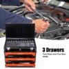 20'' Portable 3 Drawer Steel Toolbox, 4 Layers Of Tools With Metal Latches, With Top Storage Tray And Carrying Handle, Multi Function Tool Storage For Garage, Home, Or Workbench - Black / Orange - Image 13