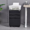 Contemporary 3 Drawer Mobile Filing Cabinet With Lock, Metal Office Storage For Legal / Letter Size - Black - Image 6