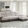 Kia - Sectional With Power And USB - Beige / Brown - Image 5