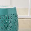 Vibrant Mosaic Side Table With Roman Pattern Ceramic Tile Top - Teal - Image 5