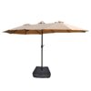 15 X 9 Ft Large Double Sided Rectangular Outdoor Twin Patio Market Umbrella With Light And Base - Taupe - Image 4