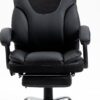 Massage Reclining Office Chair With Footrest, High Back Computer Chair Home Desk Ergonomic Executive Office Chair With Armrests, Adjustable Height - Black - Image 2