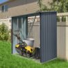 Outdoor Steel Firewood Rack, Open Wood Shed With Sloped Roof For Firewood, Pellet, Or Lumber Storage - Black - Image 3