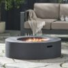 Modern Lightweight Concrete Outdoor Circular Fire Pit 50, 000 Btu - Dark Gray - Image 7