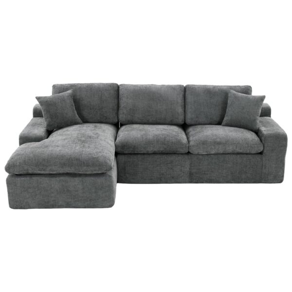 Cloud Sectional Sofa Upholstered Sofa Couch With Double-Layer Cushion And Side Pockets, Free Combined Sectional Sofa Full Compressed Sofa For Living Room - Gray